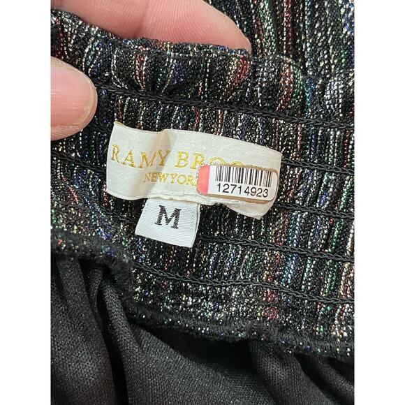 Ramy Brook Lenon Metallic Multicolor Striped Pleated Midi length Skirt Sz med - Picture 13 of 15